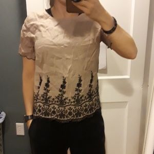 Jcrew 100% linen top with embroidery